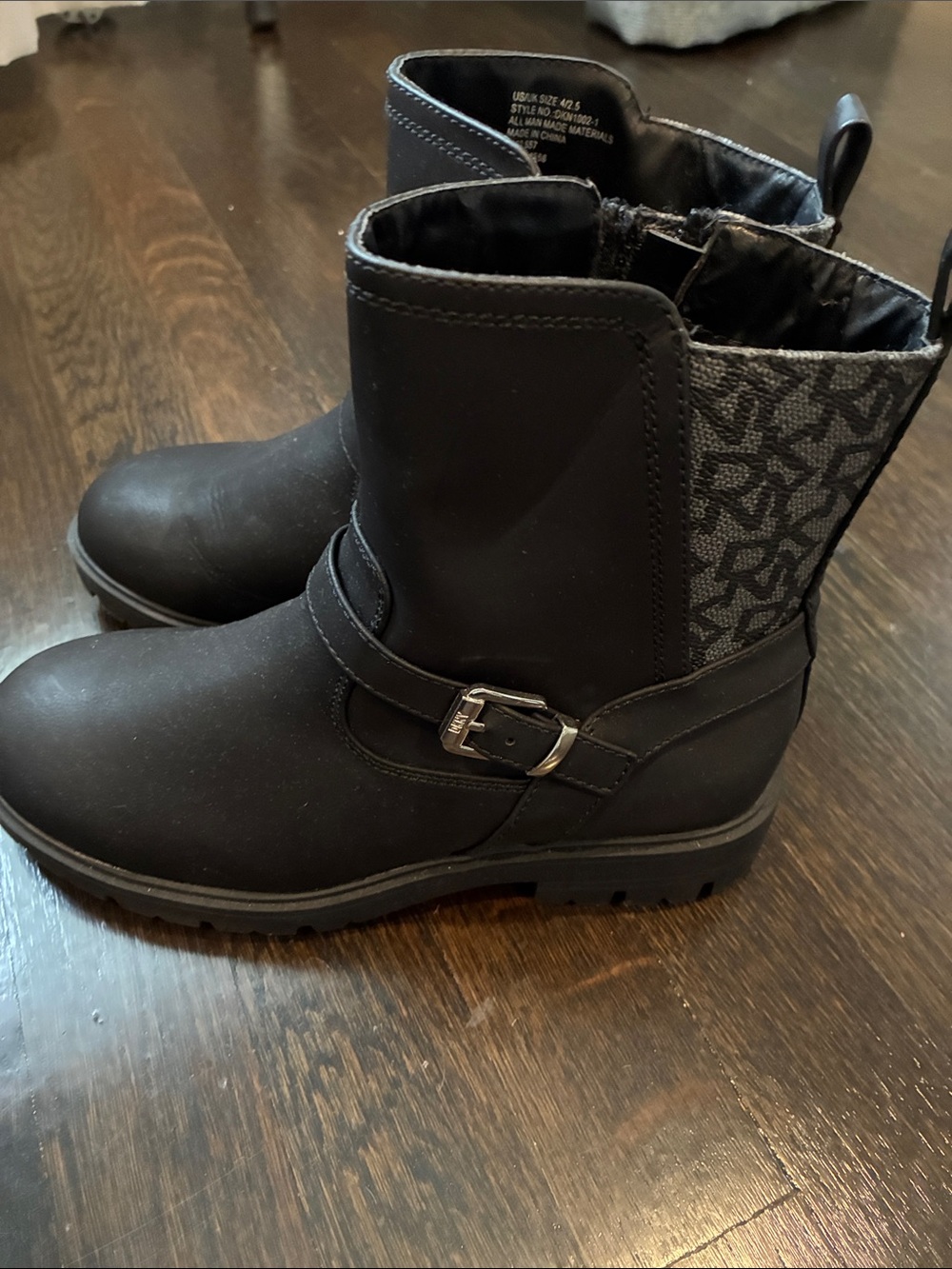 Black Ankle Boots with Logo Panel